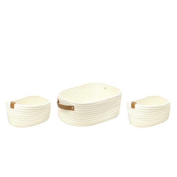 Jessar - Lot de 3 Paniers de Rangement Tressés, Blanc
