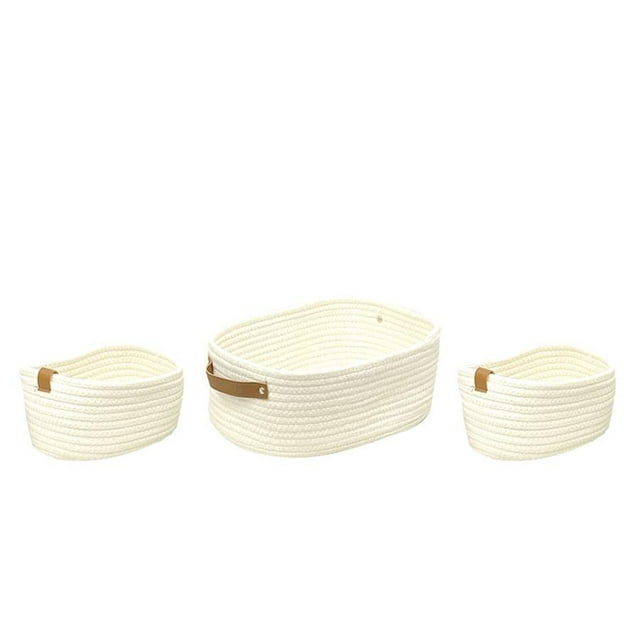 Jessar - Set of 3 Braided Storage Baskets, White