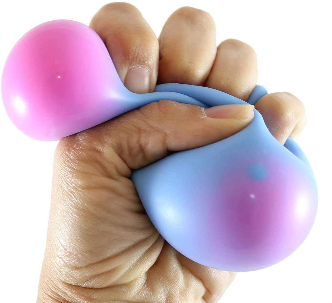 2 Color Changing Doh Filled 2.5" Stress Balls - Shaving Cream Like Dough Filling - Squishy Gooey Shape-able Squish Sensory Squeeze Balls (RANDOM COLORS)