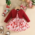 thumbnail image 3 of iiniim Infant Baby Girls Santa Claus 3pcs Christmas Outfit Set Newborn Dresses Red 18-24M, 3 of 7