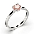 thumbnail image 3 of Gorgeous Minimalist 1.00 Carat Round Cut Morganite Solitaire Engagement Ring, Wedding Ring in 925 Sterling Silver With 18k White Gold Plating Gift For Her, Anniversary Ring, 3 of 3
