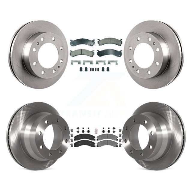 Transit Auto Front Ceramic Rear Semi-Metallic Pads and Disc Brake Rotors Kit for Car Chevrolet Express 4500 GMC Savana K8A-107311