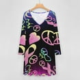 thumbnail image 4 of A Colorful Sign with Peace And Ribbon Long Sleeve Dresses For Women Vintage Elegant Party Dress Oversized V-neck Dress S-8XL, 4 of 7