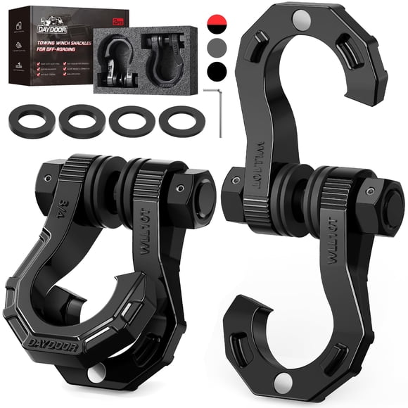 Grilletes DAYDOOR con forma de anillo en D de 3/4 pulgadas, pin de 7/8 pulgadas, 45 000 libras de fuerza