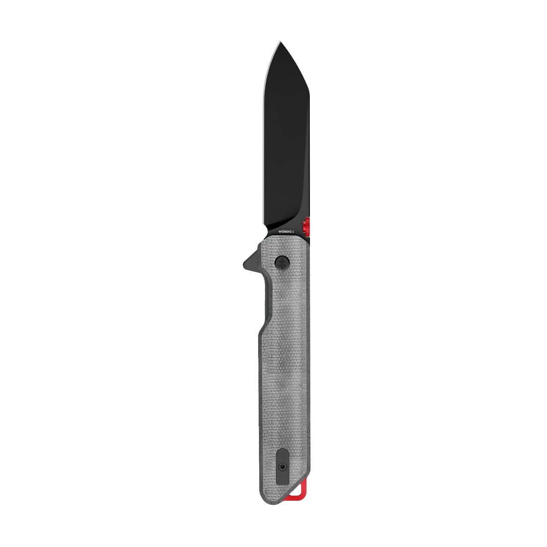 Swiss Tech WÜRDIG L Folding Pocket Knife, 3.45 in 14C28N Steel Blade, Gray Micarta Handle, Black Ti Finish, EDC