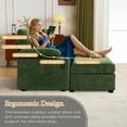 thumbnail image 6 of FFH Accent Chair, Modern Oversized Chair with Ottoman, Chenille Comfy Sofa Bed with Cup Holders, Charging Ports and Storage Space, Green, 6 of 13