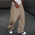 thumbnail image 2 of Dweltoz Men's Baggy Sweatpants Wide Leg Pants Casual Open Bottoms Straight Trousers Elastic Waist 2026 Fall Winter Lightweight Pants Loose Fit Oversized Sweatpants with Pockets,Light Brown M, 2 of 5