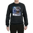 thumbnail image 2 of Wolves and the Moon in the Winter Night | Mens Animal Lover Crewneck Graphic Sweatshirt, Black, Small, 2 of 3