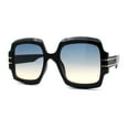thumbnail image 2 of Oversized Mob Retro Thick Beveled Plastic Frame Nerdy Rectangle Sunglasses Black Blue Brown, 2 of 4