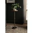 thumbnail image 3 of Kate and Laurel Engles Modern Adjustable-Height Pedestal Drink Table, 10 x 10 x 30, Walnut Brown and Brass, Mid-Century Round Indoor Metal Plant Stand with Solid Wood Tabletop, 3 of 12