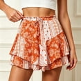 thumbnail image 2 of Arlun Summer Floral Boho Mini Skirts for Women Vintage Drawstring Elastic Waisted Chiffon Ruffle Layered A Line Skirt with Inner Lightweight Comfort Elegant Short Skirts 4-Orange L, 2 of 4