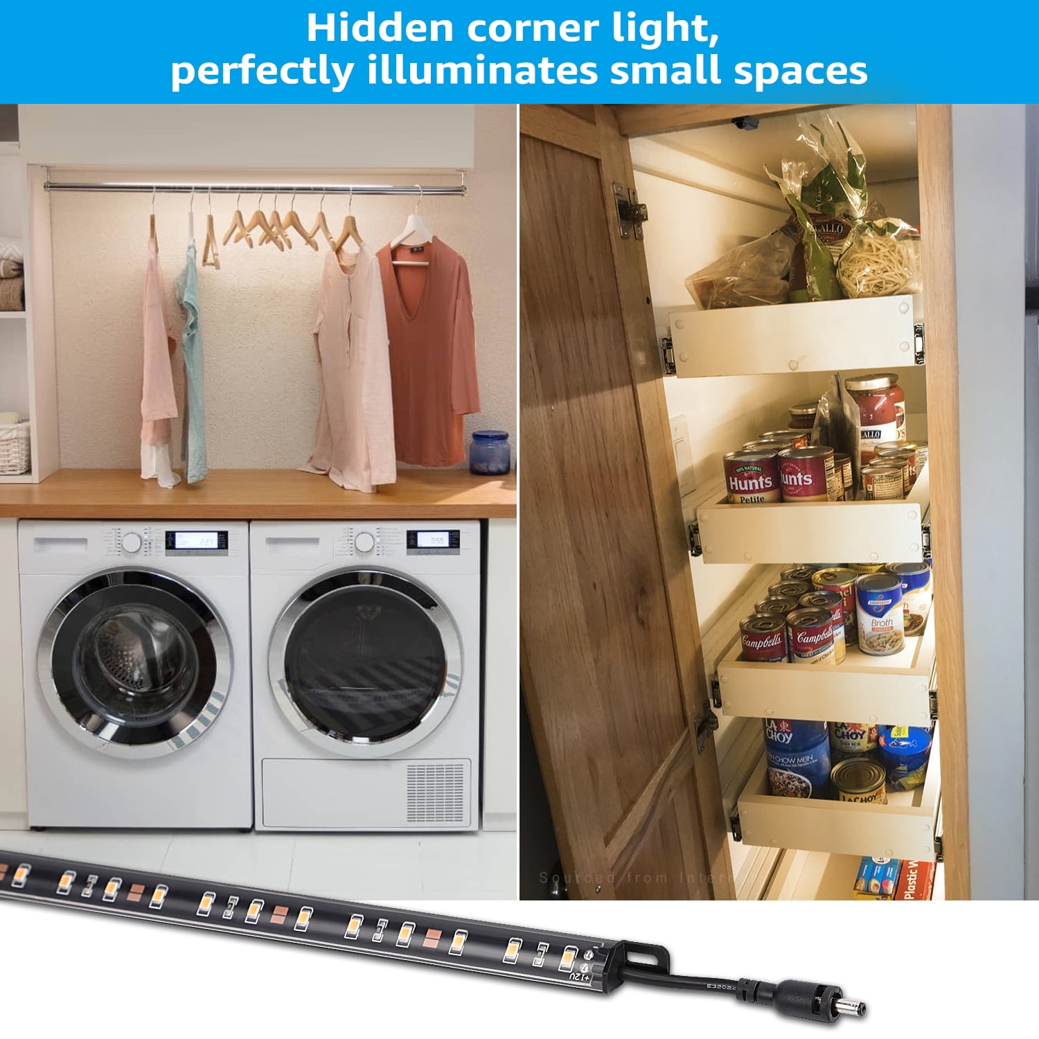 LED Safe Lighting Kit, (6) 12 Inch Linkable Light Bars + Motion Sensor, for Under Cabinet, Gun Safe, Locker, Closet, Under Counter, Shelf, Showcase, 3000K Warm White