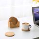 thumbnail image 2 of Posavasos de madera con caja, posavasos absorbentes decorativos para vasos, bebidas, tazas, jarrones, velas y barra (juego de 6, redondo, 9 cm) JFHHH pequeña, 2 of 5