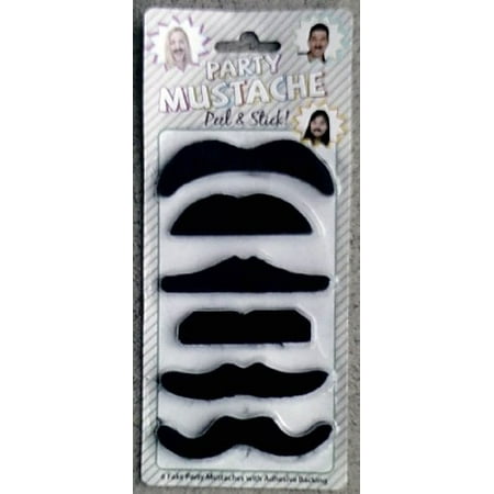 6 Fake Moustaches - Peel and Stick
