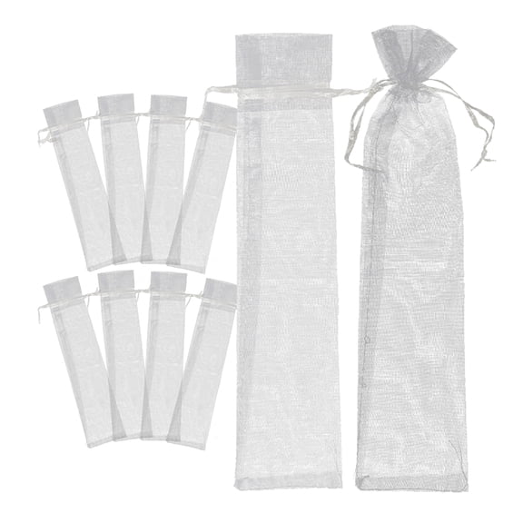 FOMIYES Plated Silver Organza Pouches for Jewelry and Fan Storage, Portable Drawstring Design
