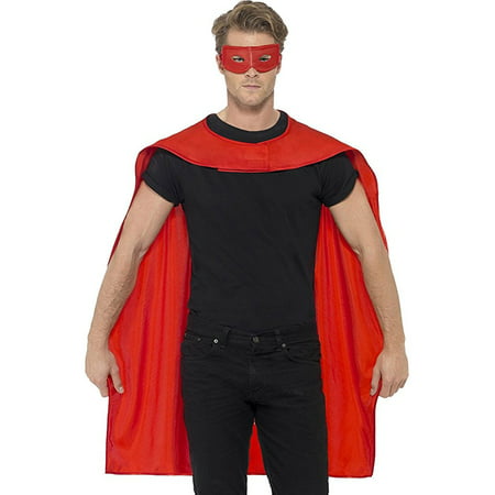Red Unisex Superhero Cape Cloak With Eye Mask Costume Accessory