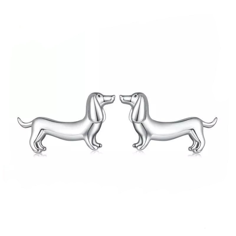 Aros Perro Salchicha Dachshund Plata 925