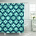 thumbnail image 1 of ABPHQTO Cortina de ducha de baño étnica popular con bordado de diamantes hermoso patrón Tribal de rombo cian abstracto azul 165x180 cm, 1 of 2