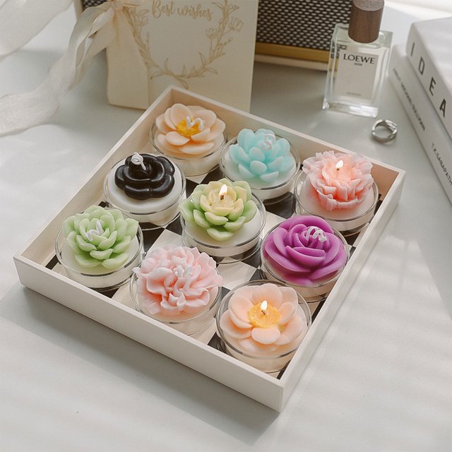 Oferta de regalos para el Día de la Madre de Ynlkorvg: Vela perfumada con forma de rosa, hecha a mano, de cera de soja aromática, decorativa, para mesa, accesorio para fotos, regalo de cumpleaños,