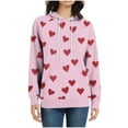 thumbnail image 4 of Enjoytime Womens Hoodies Hearts Printed Long Sleeve Casual Sweatshirt Fall Winter Fashion Trendy Pullover Sweatshirts Pink XL, 4 of 6