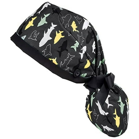 

Dadaria Head Turbans for Women Scrub Cap With Buttons Bouffant Hat With Sweatband for Womens and Mens Gray Women Men