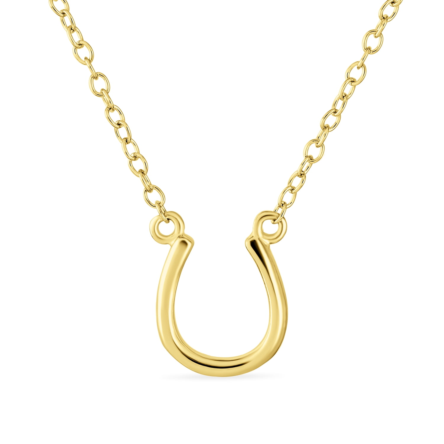 Bling Jewelry Womens Good Luck Horseshoe Pendant Necklace Gold Plated Sterling Silver
