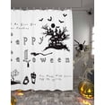 thumbnail image 2 of Happy Halloween Pumpkin Bat Haunted House Shower Curtain Set ，Waterproof Fabric Shower Curtains Shower Curtains for Bathroom,Bathroom Decor 36"x72", 2 of 6