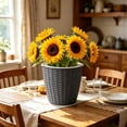 thumbnail image 1 of Small Round Plastic Flower Pot With Faux Woven Rattan Texture And Home Decor Planter For Green Plants And Succulents, 1 of 6