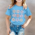 thumbnail image 2 of PMVFHDE Hauts pour Filles Hauts Basiques Tendance pour Fille Manches Courtes T-Shirts pour Fille Grande Taille T-Shirts Graphiques Imprimés Col Rond Manches Courtes T-Shirt Bleu, 8-9 Ans, 2 of 5