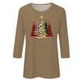 thumbnail image 4 of Lolmot Plus Size Merry Christmas T-Shirt for Women Leopard Plaid Xmas Tree Shirts 3/4 Sleeve Crew Neck Baseball Tees Tops, 4 of 4