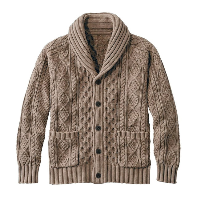 Pisexur Sweaters Men Soft and Comfortable Fall Sweaters Men's Solid Color Long Sleeved V-neck Button Up Cardigan Knitted Sweater Coffee,L