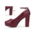thumbnail image 2 of BLISSFUL STEP Ankle Strap Chunky Heels Mary Jane Pumps for Women Burgundy 9, 2 of 6