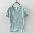 thumbnail image 4 of Joernso Summer Men Thin Breathable T-shirt V-neck Short Sleeve Solid Color Casual Basic Tees Casual Bottoms Pullover Tops, 4 of 8