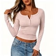 thumbnail image 4 of Ltctricy Long Sleeve Henley Shirts for Women Slim Fit T Shirts Fall Fashion Ribbed Knit Basic Tees Casual Tops, 4 of 5