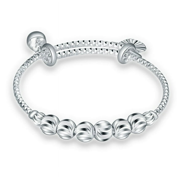 New 925 silver Fashion Baby Kids Girls Gift Yellow Openable Bracelets Bangle Heart Ball Jewelry