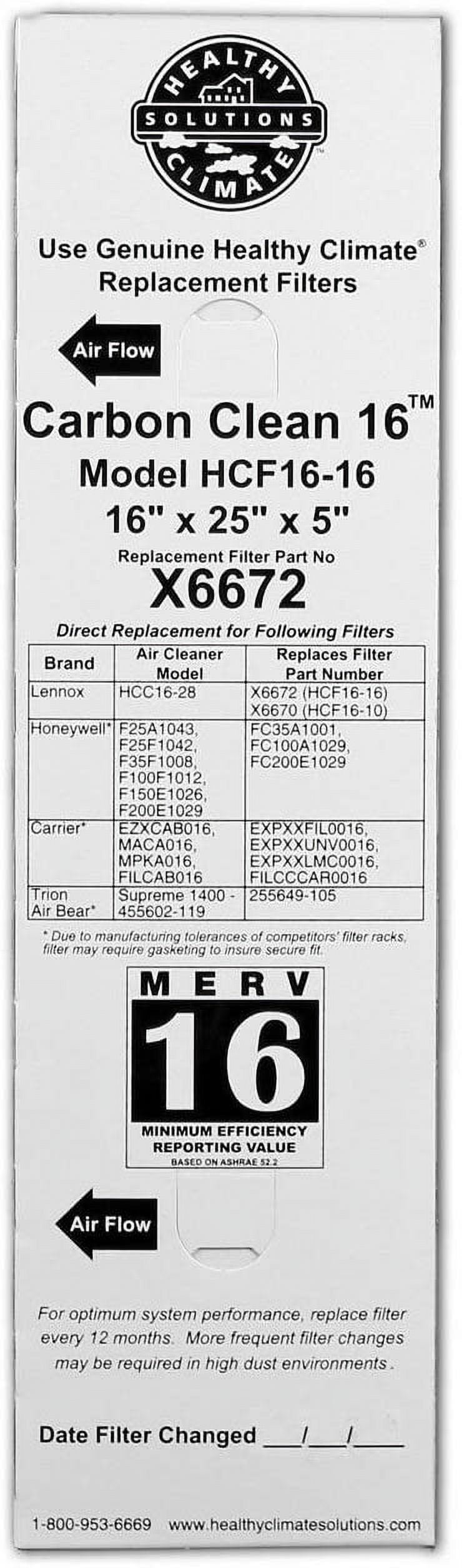 Lennox X6672 16x25x5 MERV 16 Furnace Filter - 2 Pack