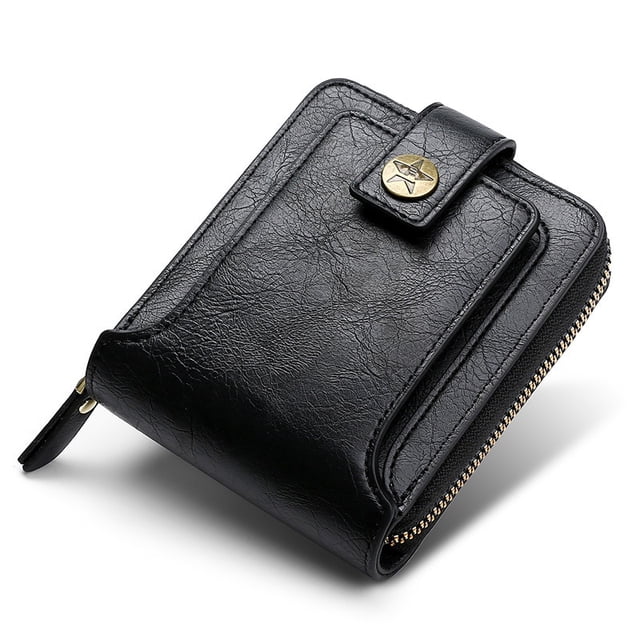 Cartera pequeña Vintage para hombre, monedero corto de cuero Pu, bolso de mano con cremallera y cerrojo para hombre, Porte Feuille Hommes Porte Monnaie Homme Tan Jianjun unisex