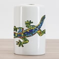 thumbnail image 2 of Iguana Ceramic Toothbrush Holder, Geometric Mosaic Style Stained Glass Pattern Animal Exotic Design Ornamental Motif, Decorative Versatile Countertop for Bathroom, 4.5" X 2.7", Multicolor, 2 of 4