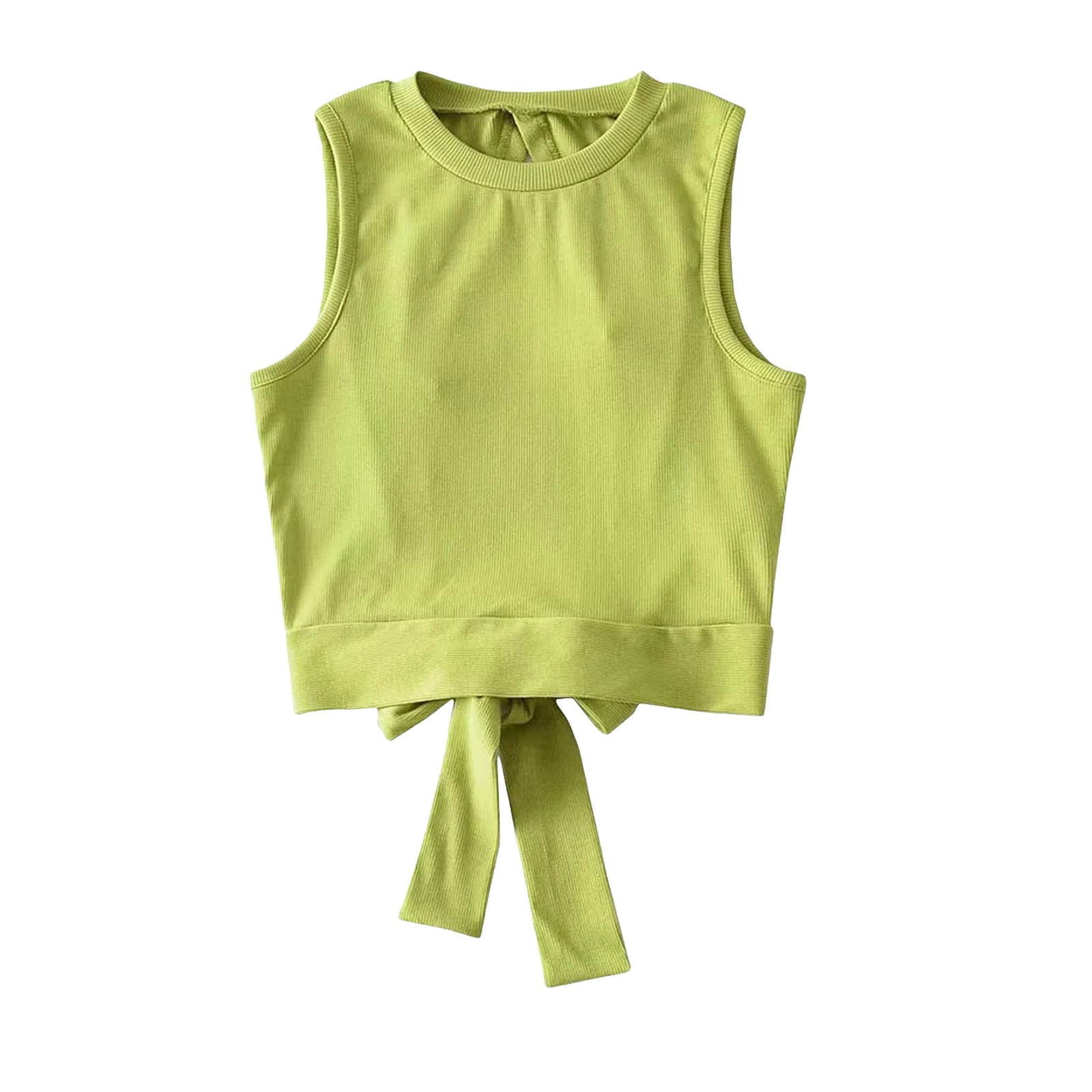 Girls T Shirts Kids Tees Baby Sleeveless Crew Neck Short Tank Summer Back  Bow Tie Solid Color Casual Child Girl Shirt S
