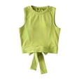 thumbnail image 2 of Xijirk Girls' Ribbed Knit Sleeveless Tank Top Round Neck with Back Bow Tie Detail Cropped Summer T-Shirt,S, 2 of 9