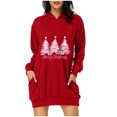thumbnail image 1 of Pisexur Robes de Noël pour Femmes Imprimé Arbre de Noël Sweat à Capuche Robe de Soirée Décontractée Manches Longues Mini Robes de Vacances d'Automne pour Femmes avec Poches, 1 of 3