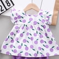 thumbnail image 6 of Caqnni Toddler Baby Girl Summer Clothes Cute Cotton Linen Outfits Bow Short Sleeve Shirts Tops + Ruffle Shorts 2 Piece Set 2Pcs Summer Playwear Beach Outfits 18-24 Months,Purple, 6 of 6