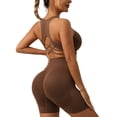 thumbnail image 2 of Two Piece Workout Sets For Women Tank Top Matching High Waist Booty Lifting Shorts Gym Yoga Active Wear Outfits,Quick Dry(Coffee,L), 2 of 9