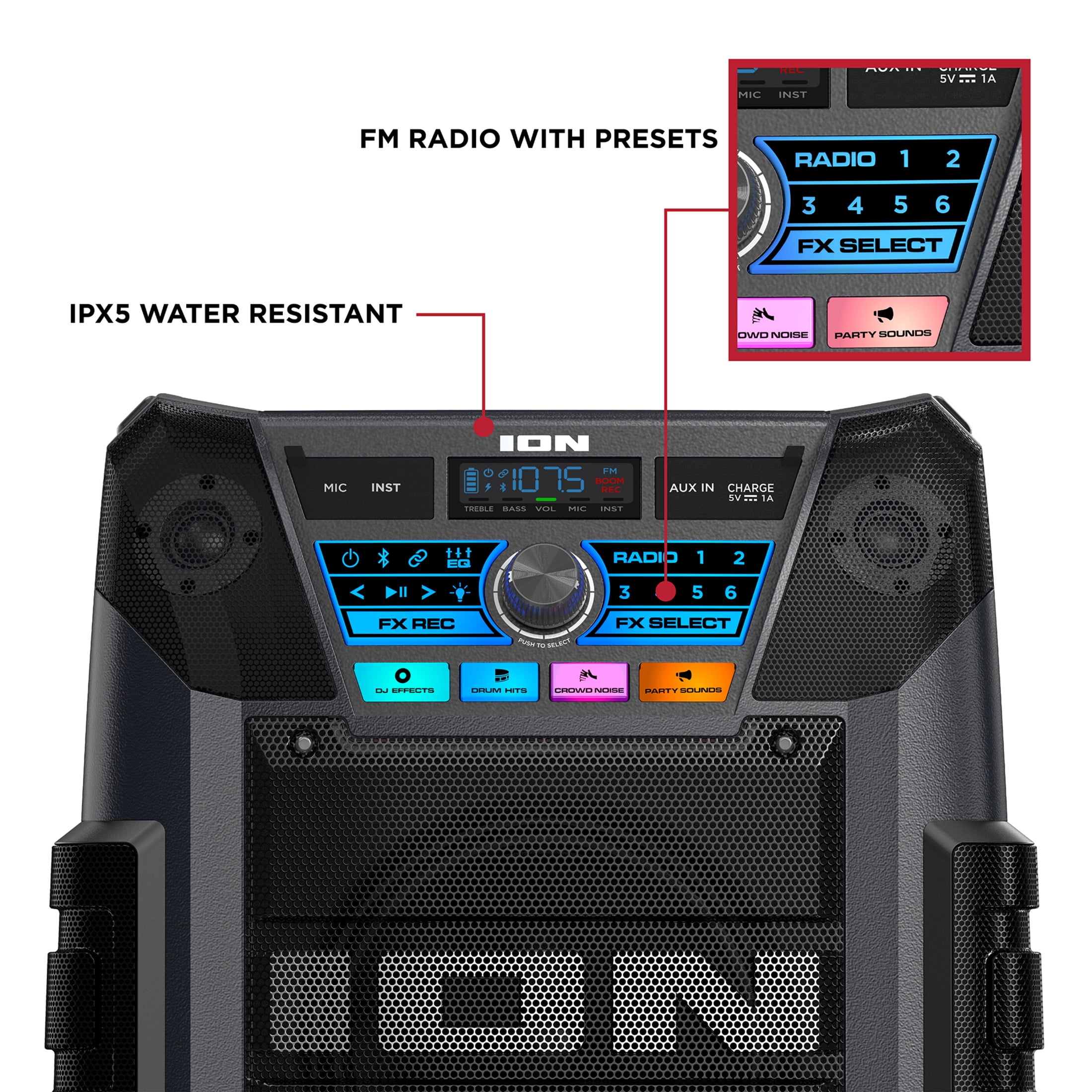 ION Audio Tailgater XL - Portable All-Weather Speaker with Premium 5-Speaker Sound