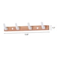 thumbnail image 2 of Unique Bargains Coat Rack Wall Mount Metal Wood Coat Hook for Hanging with 4 Hooks White, 2 of 7