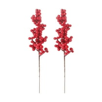 chaungfeng 2 Pcs Red Berry Sprigs, 8.3 Inch Artificial Fruit Branch Picks, for Wreath Arrangements, Table Centerpieces, Holiday Decor