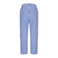 thumbnail image 5 of Womens Summer Pants with Pockets Plaid Comfy Elastic Linen Blend Pants Ankle Length Straight Leg Trousers (XL, Blue), 5 of 6