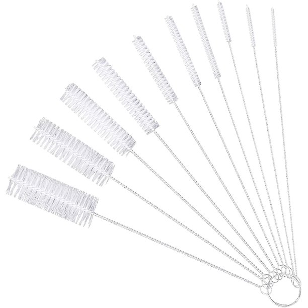 10 cepillos de tubo de nailon para limpiar botellas, cepillo de limpieza de botellas con mango largo
