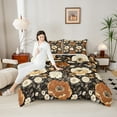 thumbnail image 3 of Manfei Retro Rustic Flower Bedding Comforter Set,Brown Beige Floral Twin Comforter Sets,Natural Plant Theme Bedding Set For Kids,Ultra Soft Home Decor Reversible,2 Pieces, 3 of 7
