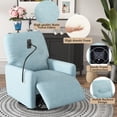 thumbnail image 5 of Harper & Bright Designs 270 Degree Swivel Electric Recliner Home Theater Seating Single Reclining Sofa Rocking Motion Recliner with a Phone Holder for Living Room, Blue, 5 of 9
